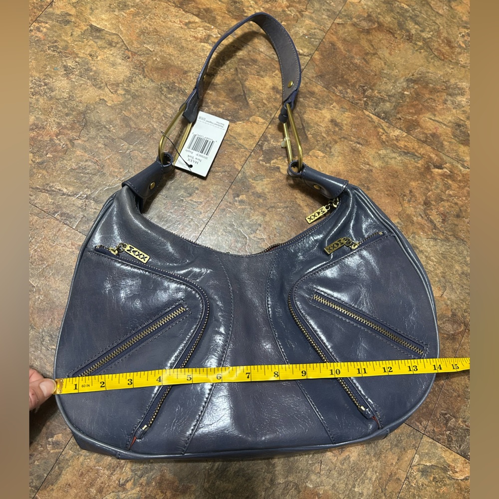 VINTAGE NWT Maxx New York Smoky Blue Leather Hobo Bag - Picture 6 of 9